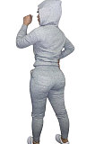 Wine Red Euramerican Women Pure Color Skinny Drawstring Cradigan Hooded Fleece Bodycon Pants Sets XQ1152-8