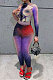 Red Women Long Sleeve Round Collar Fashion Positioning Printing Bodycon Pants Sets AMN8027-1