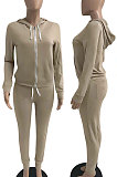 Wine Red Euramerican Women Pure Color Skinny Drawstring Cradigan Hooded Fleece Bodycon Pants Sets XQ1152-8