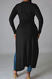 Orange Euramerican Women Solid Color Cardigan Button Ribber Irregular Coat Q970-3