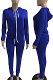 Wine Red Euramerican Women Pure Color Skinny Drawstring Cradigan Hooded Fleece Bodycon Pants Sets XQ1152-8