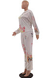 Sky Blue Women Trendy Hooded Fleece Pullover Positioning Printing Pats Sets LSZ91188-3