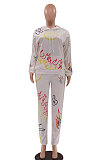 Sky Blue Women Trendy Hooded Fleece Pullover Positioning Printing Pats Sets LSZ91188-3