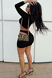 Pink Women Korea Velvet Sexy Fashion Hollow Out Dew Waist Skirts Sets QMX1014-1
