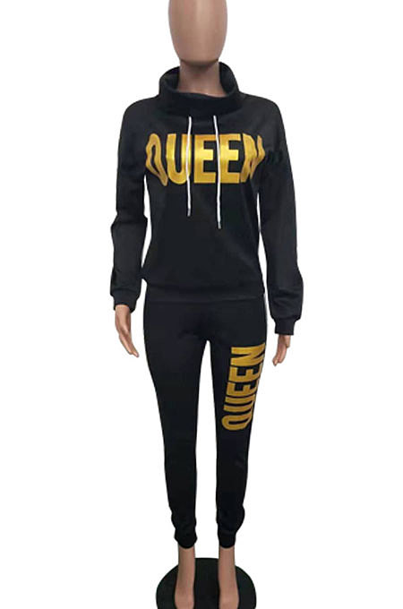 Army Green Women Pullover Fleece Half Turtle Neck Irregular Pants Sets LD8483-4