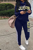 Black Women Pullover Fleece Half Turtle Neck Irregular Pants Sets LD8483-2