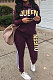 Purple Women Pullover Fleece Half Turtle Neck Irregular Pants Sets LD8483-1