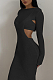 Knitted Open Back Long Dress in Black