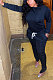 Black Euramerican Women Solid Color Long Sleeve Split Pants Sets KXL862-1