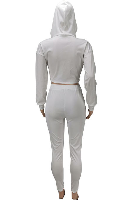 Pink Women Pure Color Sexy Hooded Zipper Irregular Pants Sets KXL861-2