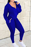 Rose Red Euramerican Women Zipper Hooded Fashion Sport Pure Color Long Sleeve Pants Sets XT8888-2