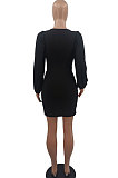 Red Sexy Fashion Dew Waist Strapless V Collar Solid Color Mini Dress QMX1020 -2