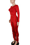 Black Women Autumn Fashion Tassel Long Sleeve Bodycon Pure Color Pants Sets SH7287-1