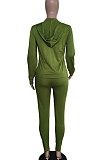 Rose Red Euramerican Women Zipper Hooded Fashion Sport Pure Color Long Sleeve Pants Sets XT8888-2