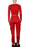 Black Women Autumn Fashion Tassel Long Sleeve Bodycon Pure Color Pants Sets SH7287-1