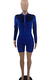 Gray Women Sexy Trendy Skinny Korea Velvet Zipper Pure Color Romper Shorts QMX1021-2