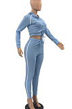 Pink Euramerican Women Hooded Drawsting Crop Solid Color Bodycon Casual Pants Sets AYQ08021-2