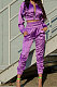 Purple Casual Quality Long Sleeve Zip Front Coat High Waist Ankle Banded Pants Solid Color Sport Sets HHM6529-4