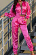 Pink Casual Quality Long Sleeve Zip Front Coat High Waist Ankle Banded Pants Solid Color Sport Sets HHM6529-2