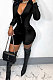 Black Women Sexy Trendy Skinny Korea Velvet Zipper Pure Color Romper Shorts QMX1021-3