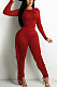 Red Women Autumn Fashion Tassel Long Sleeve Bodycon Pure Color Pants Sets SH7287-2