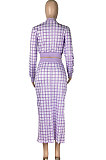 Pink Women Digital Printing Ribber Long Sleeve Zipper Hip Skirts Sets YLY2666-1