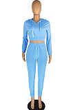 Purplish Red Casual Winter Pure Color Long Sleeve Hoodie Trousers Sports Sets LMM8286-1