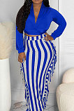 Black New Casual Long Sleeve Deep V Neck Crop Tops Cute Tassel  Hip Skirts Sets S66316-1