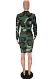 Leopard Print Mesh See-Through Spliced Long Sleeve Collect Waist Bodycon Dress LMM8284-1