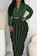Olive Green New Casual Long Sleeve Deep V Neck Crop Tops Cute Tassel  Hip Skirts Sets S66316-4