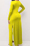 Red Modest New Women Long Sleeve Round Neck Cross Hollow Out Cape Tops Bodycon Trousers Solid Color Sets LWW9323-2