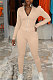 Apricot Simple Pure Color Long Sleeve Stand Neck Zipper Tops Pencil Pants  Sports Sets TK6202-5