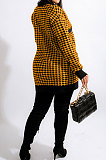 Red Fashion Plaid Printing Long Sleeve V Neck Single-Breasted Cardigan Coat SM9212-2