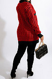 Yellow Fashion Plaid Printing Long Sleeve V Neck Single-Breasted Cardigan Coat SM9212-1
