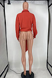 Apricot Club Ruffle Long Sleeve Deep V Neck Solid Color Casual Shirts SMD82085-1