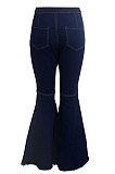 Light Blue Fashion High Waist Elastic Jean Flare Pants SMR2599-3