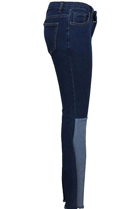 Ligth Blue Casual Spliced Elastic Jean Flare Pants SMR2389-1