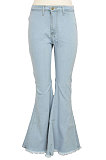 Light Blue Fashion High Waist Elastic Jean Flare Pants SMR2599-3