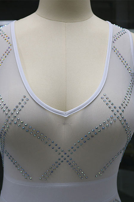 Black Women Mesh Spaghetti Hot Drilling Chicken Feather Perspectivity Sexy V Collar Sleeveless Mid Dress CCY8105-2