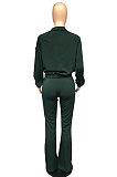Apricot Casual Solid Color Long Sleeve Zipper Loose Coat Mid Waist Flare Pants Sports Sets WA7115-2