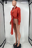 Apricot Club Ruffle Long Sleeve Deep V Neck Solid Color Casual Shirts SMD82085-1