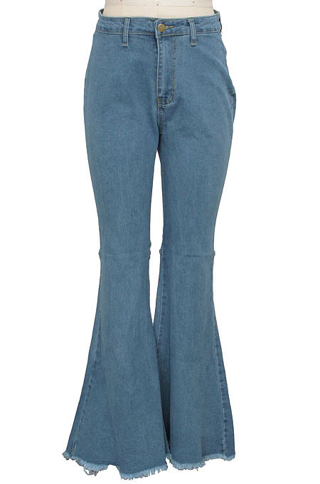 Black Fashion High Waist Elastic Jean Flare Pants SMR2599-1