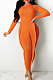 Orange Wholesale Women's Long Sleeve O Neck Hole Slim Fitting Lock Seam Bodycon Jumpsuits SDE29132-1