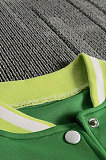 Rose Red Women Autumn Winter Fashion Snap Fastener Double Ribber Baseball Uniform Bodycon Jacket AA5273-12