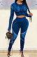 Blue Fashion Positioning Printing Casual Tight Pants Sets AMN8030-5