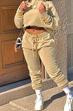 Pink Winter Long Sleeve Loose Velvet Hoodie Trousers Solid Color Sports Sets TK6201-5