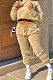 Khaki Winter Long Sleeve Loose Velvet Hoodie Trousers Solid Color Sports Sets TK6201-3