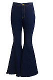 Black Fashion High Waist Elastic Jean Flare Pants SMR2599-1