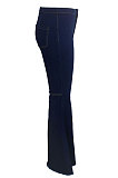 Light Blue Fashion High Waist Elastic Jean Flare Pants SMR2599-3