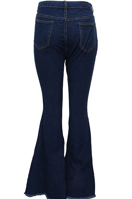 Ligth Blue Casual Spliced Elastic Jean Flare Pants SMR2389-1
